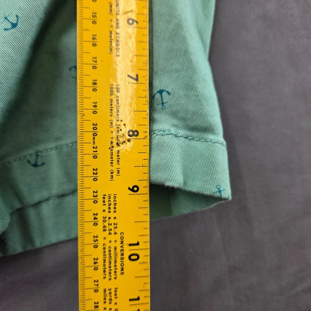J Crew Men's 35 Green Nautical Anchor Classic Chino Shorts 9